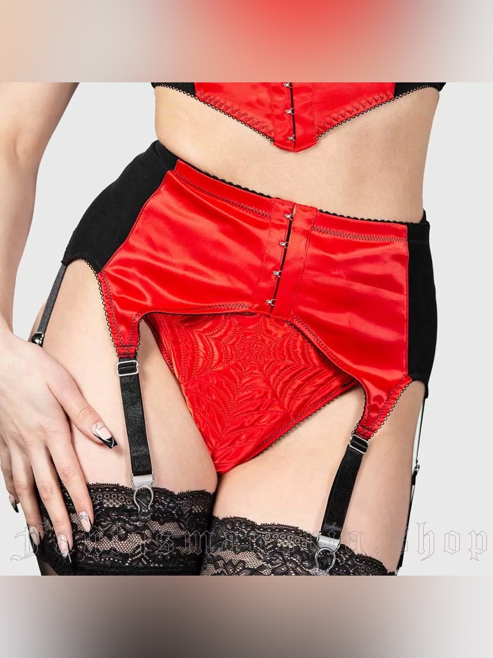 Killstar Scarlet Webutant Panties & Garter Belt Set